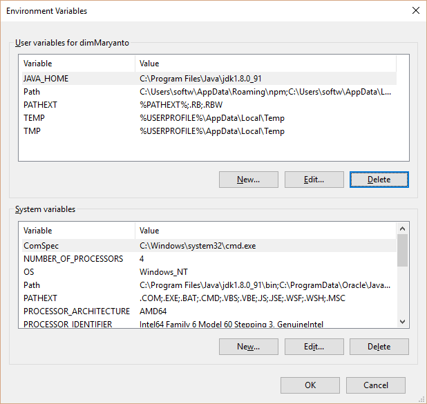 System Variables List