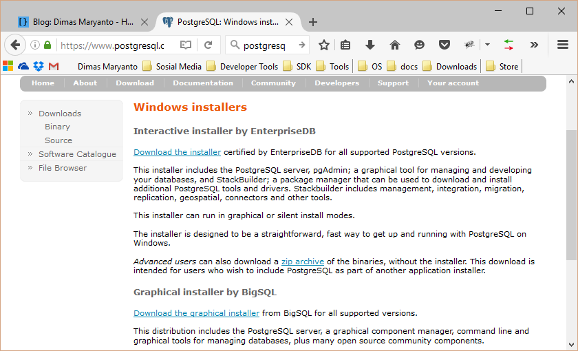 Pilihan install postgresql