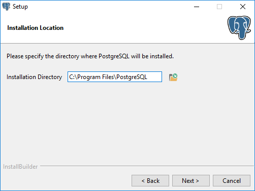 Select location install postgresql