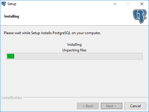 Progress install postgresql