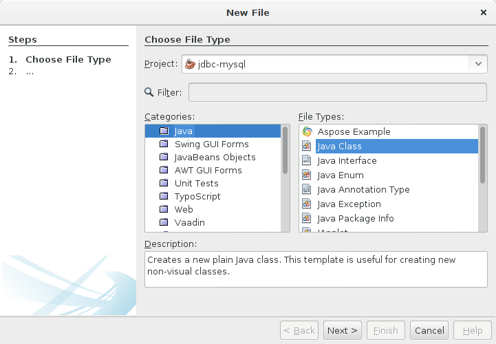 Create New Java Class