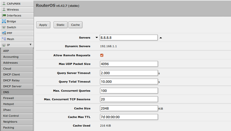 list dns server